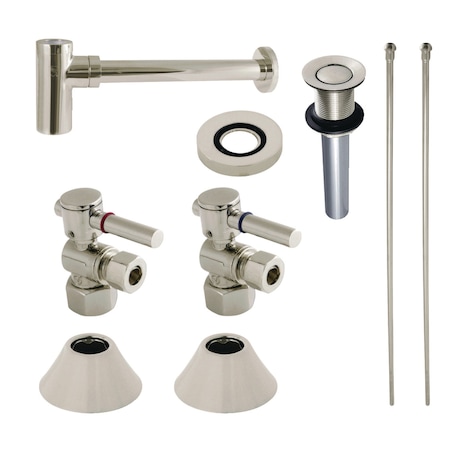 Kingston Brass CC43106DLVKB30 Plumbing Sink Trim Kit with Bottle Trap and Drain, Polished Nickel CC43106DLVKB30